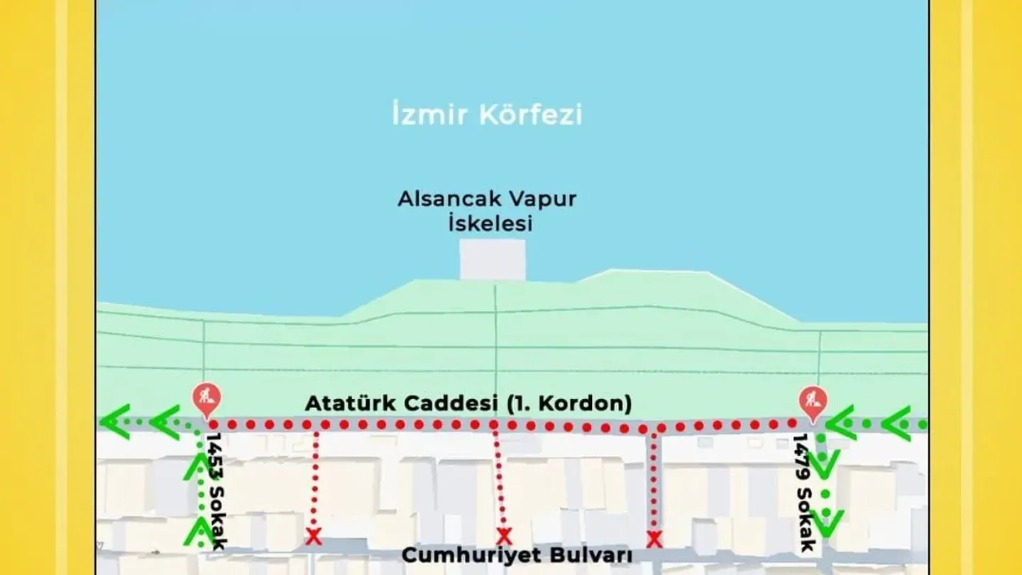 İzmir Kordon’da trafik düzenlemesi! 1. Kordon’un bir bölümü 24 saat kapalı