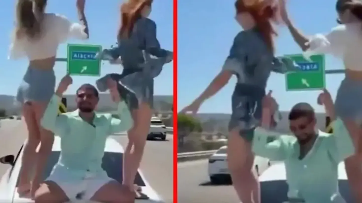İzmir'de tepki çeken görüntü: Seyir halindeki aracın üzerine çıkıp dans ettiler