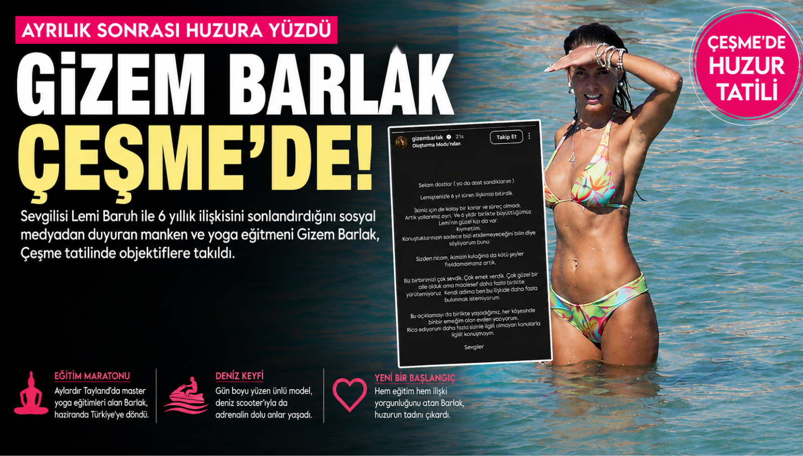 Gizem Barlak Çeşme'de denizin tadını çıkarırken